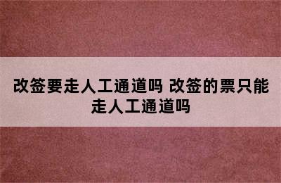 改签要走人工通道吗 改签的票只能走人工通道吗